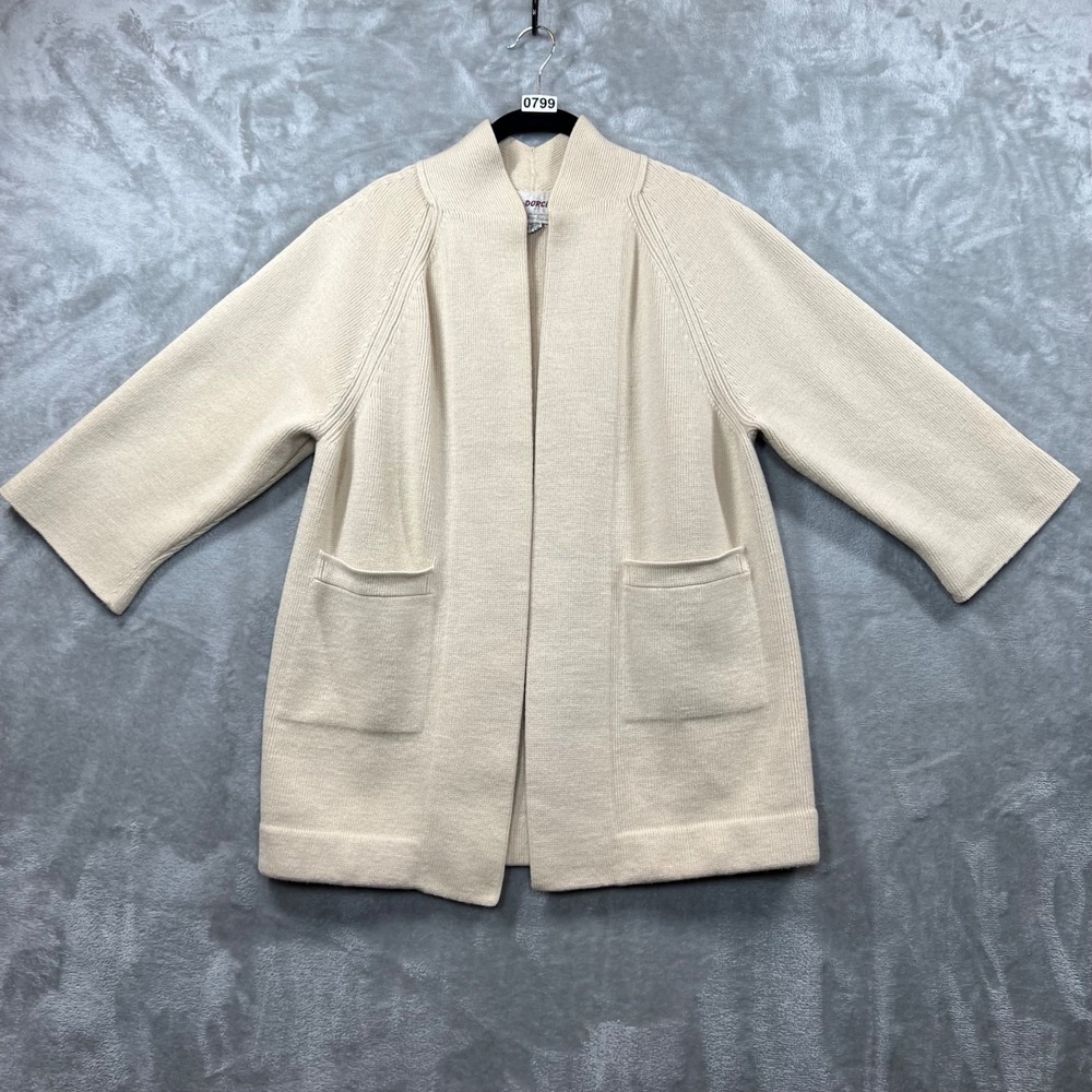 Vintage Dorce LeRoy Knitwear Sweater/Cardigan Women's L Cream Heavy Wool Grandma